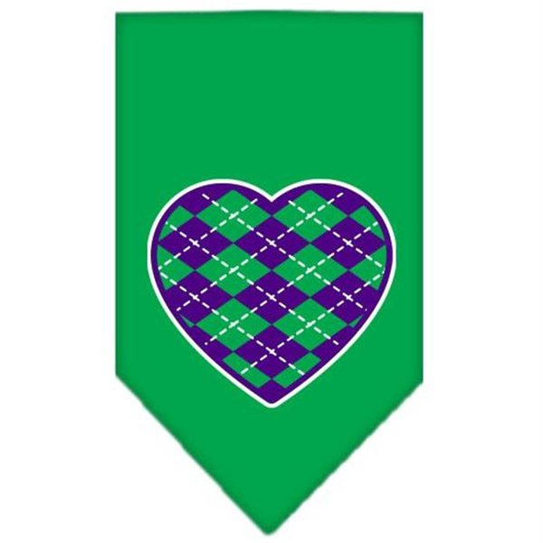 Unconditional Love Argyle Heart Purple Screen Print Bandana Emerald Green Large UN847743